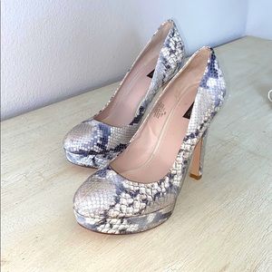 Joan & David Ivory and Navy Snakeskin Pumps